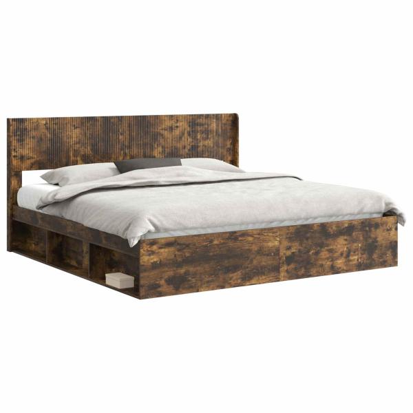 Bettgestell mit Stauraum und Kopfteil 2 stk. Holzwerkstoff