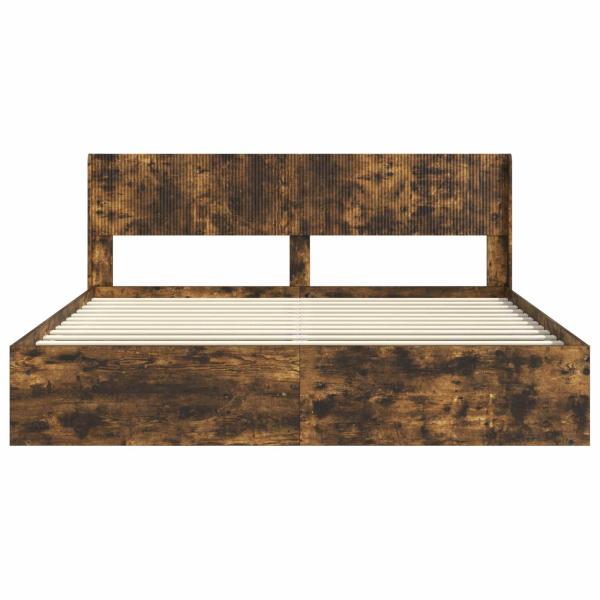 Bettgestell mit Stauraum und Kopfteil 2 stk. Holzwerkstoff