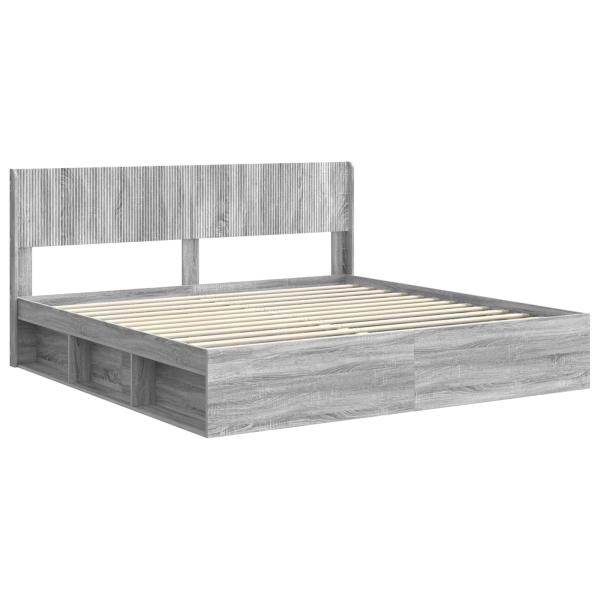 Bettgestell mit Stauraum und Kopfteil 2 stk. Holzwerkstoff
