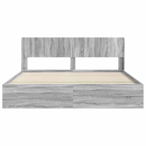 Bettgestell mit Stauraum und Kopfteil 2 stk. Holzwerkstoff