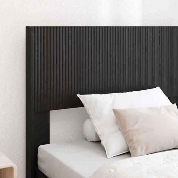 Bettgestell mit Stauraum und Kopfteil Schwarz 75 x 190 cm