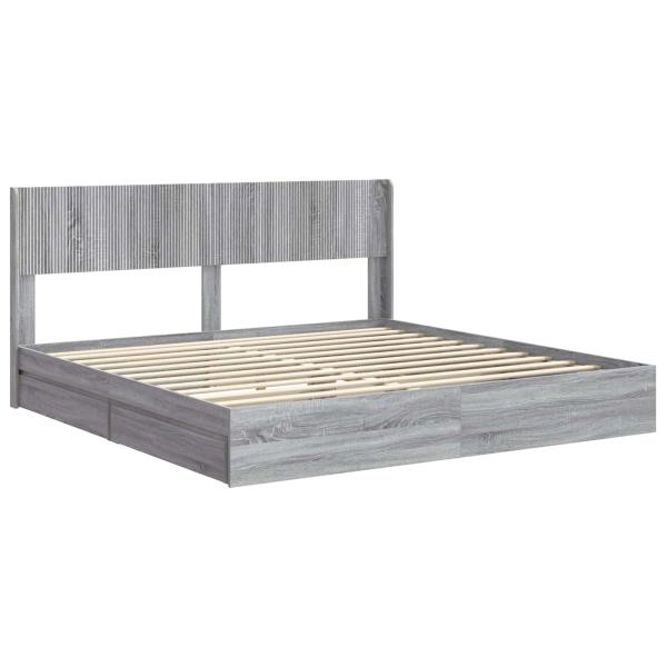 Bettgestell mit Stauraum und Kopfteil 2 Stk. Holzwerkstoff