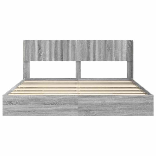 Bettgestell mit Stauraum und Kopfteil 2 Stk. Holzwerkstoff