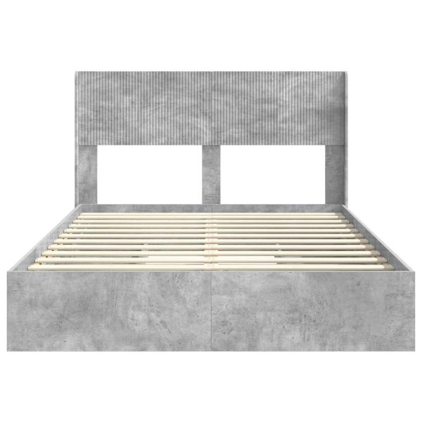 Bettgestell mit Stauraum und Kopfteil Betongrau 150 x 200 cm