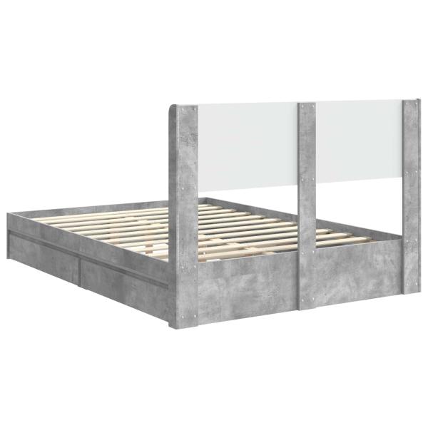 Bettgestell mit Stauraum und Kopfteil Betongrau 150 x 200 cm