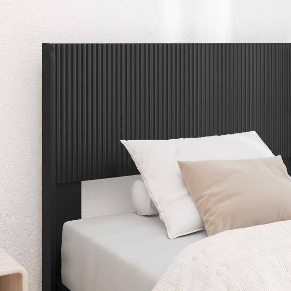 Bettgestell mit Stauraum und Kopfteil Schwarz 90 x 190 cm