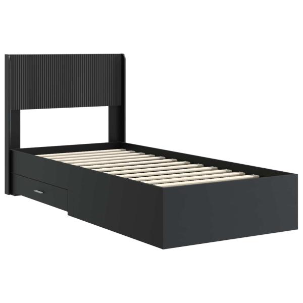 Bettgestell mit Stauraum und Kopfteil Schwarz 75 x 190 cm