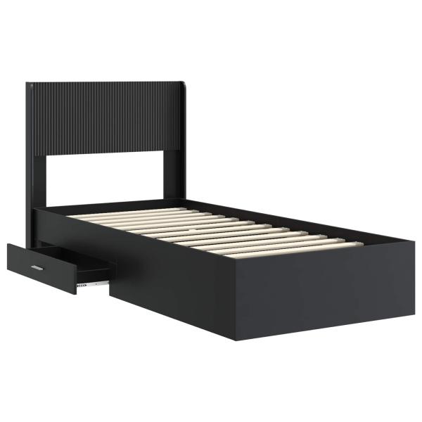 Bettgestell mit Stauraum und Kopfteil Schwarz 75 x 190 cm