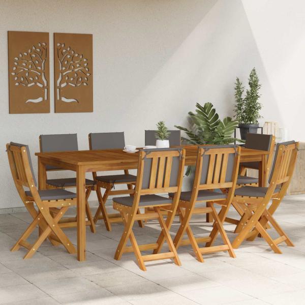 Außen Bistro-Stühle 8 stk. Dunkelgrau Massivholz Akazie