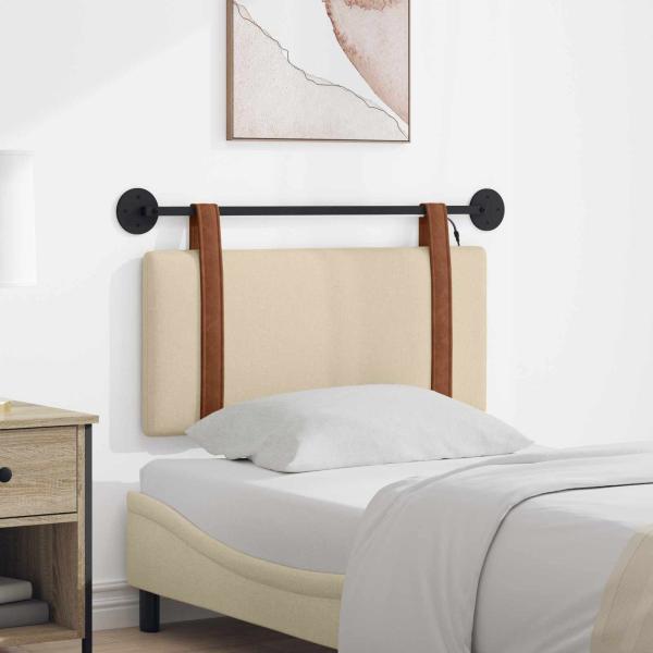 ARDEBO.de - Hängendes Kopfteil Mit LED Licht Creme Antikes PU