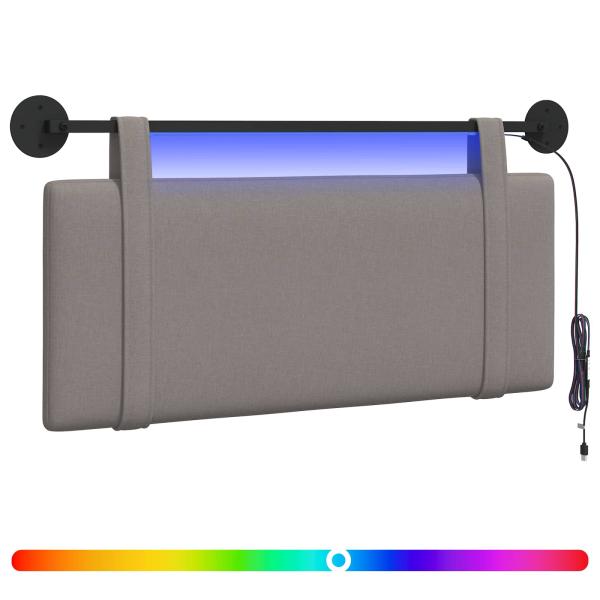Hängendes Kopfteil Mit LED Licht Taupe Stoff
