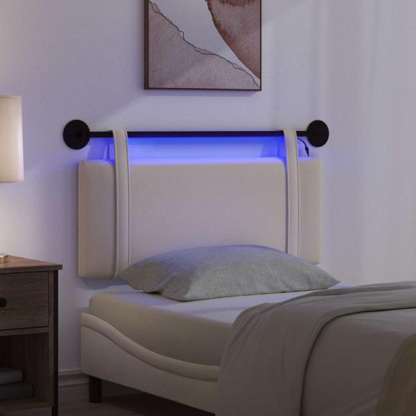 Hängendes Kopfteil Mit LED Licht Creme Stoff