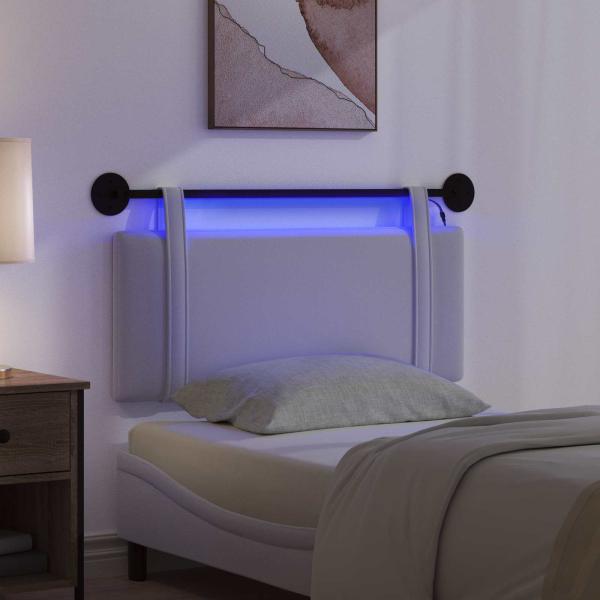 Hängendes Kopfteil Mit LED Licht Weiß Stoff