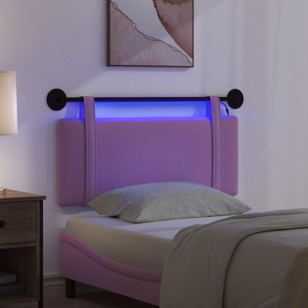 Hängendes Kopfteil Mit LED Licht Rosa Stoff