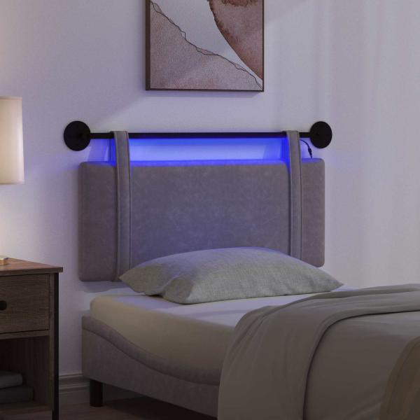 Hängendes Kopfteil Mit LED Licht Grau Antikes PU