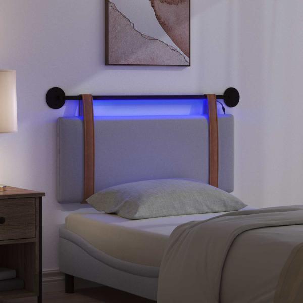 Hängendes Kopfteil Mit LED Licht Hellgrau Antikes PU