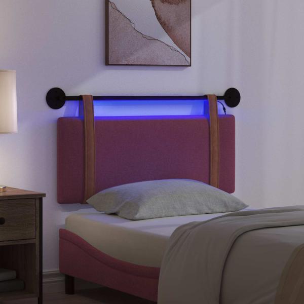 Hängendes Kopfteil Mit LED Licht Weinrot Antikes PU