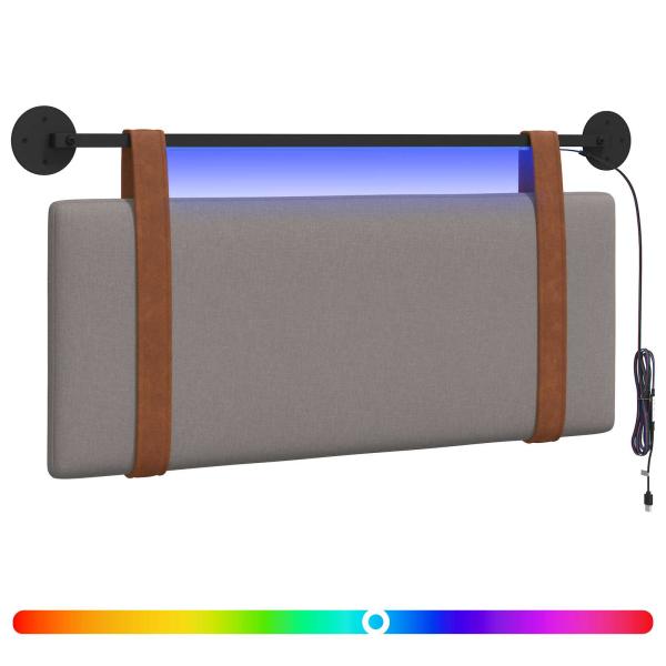 Hängendes Kopfteil Mit LED Licht Taupe Antikes PU