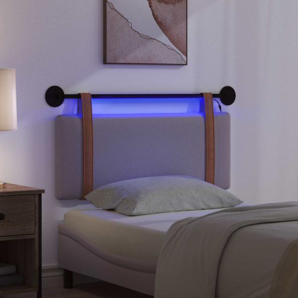 Hängendes Kopfteil Mit LED Licht Taupe Antikes PU