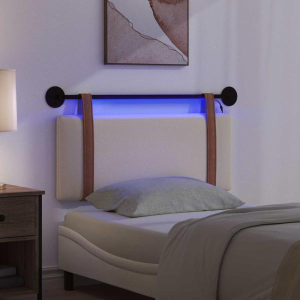 Hängendes Kopfteil Mit LED Licht Creme Antikes PU