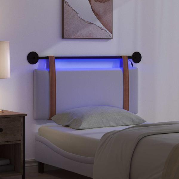 Hängendes Kopfteil Mit LED Licht Weiß Antikes PU