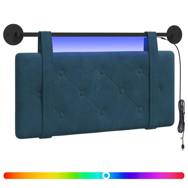 Hängendes Kopfteil Mit LED Licht Blau Samt