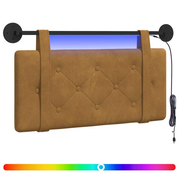 Hängendes Kopfteil Mit LED Licht Braun Samt