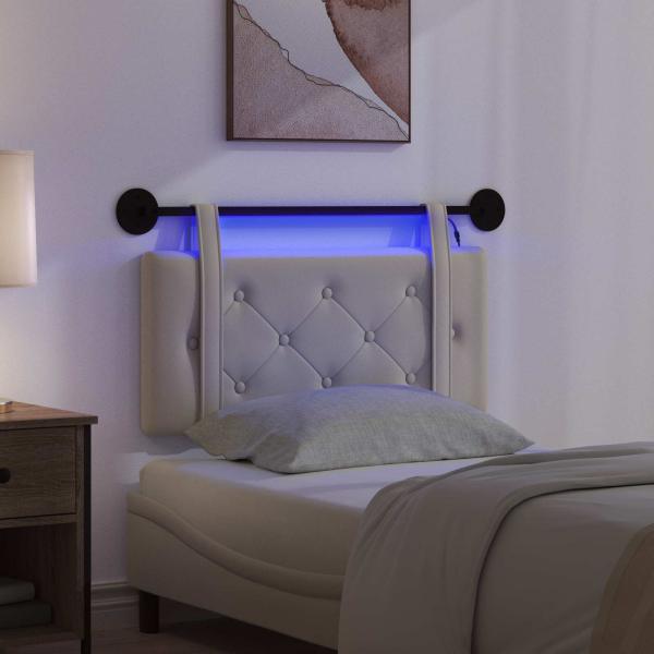 Hängendes Kopfteil Mit LED Licht Creme Kunstleder