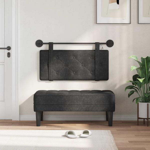 Hängendes Kopfteil Mit LED Licht Schwarz Antikes PU