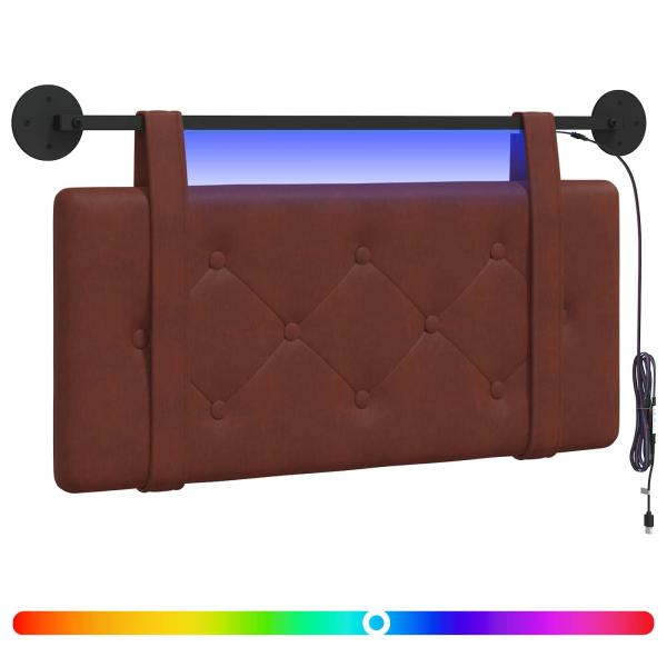 Hängendes Kopfteil Mit LED Licht Glänzendes Braun Antikes PU