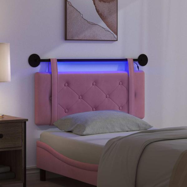 Hängendes Kopfteil Mit LED Licht Rosa Samt