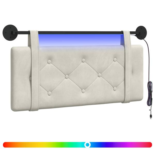 Hängendes Kopfteil Mit LED Licht Creme Samt