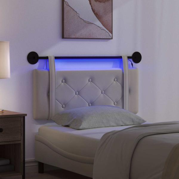 Hängendes Kopfteil Mit LED Licht Creme Kunstleder