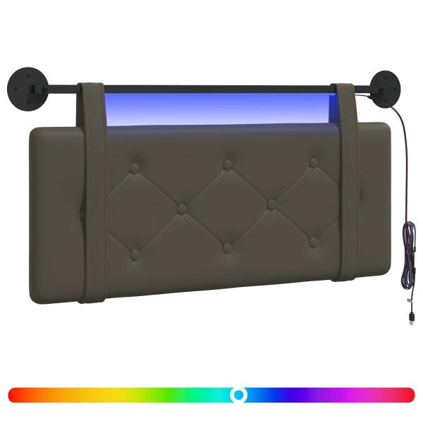 Hängendes Kopfteil Mit LED Licht Grau Kunstleder