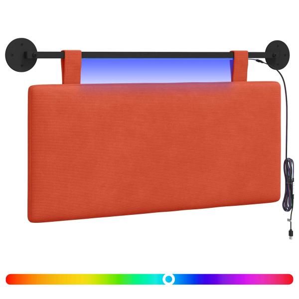 Hängendes Kopfteil Mit LED Licht Rot-Orange Cordstoff