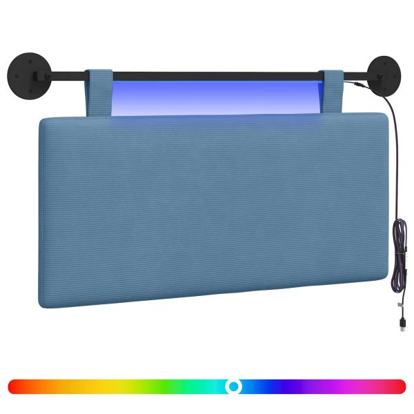 Hängendes Kopfteil Mit LED Licht Blau Cordstoff