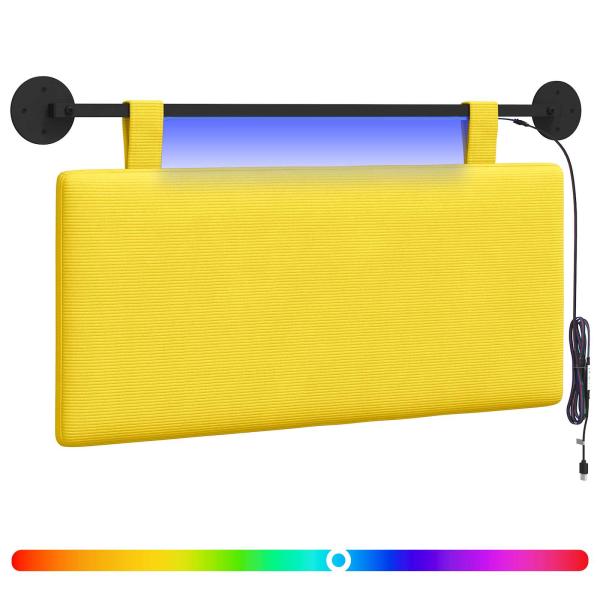 Hängendes Kopfteil Mit LED Licht Helles Gelb Cordstoff
