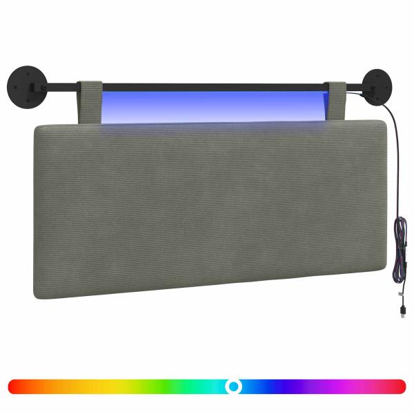 Hängendes Kopfteil Mit LED Licht Hellgrau Cordstoff