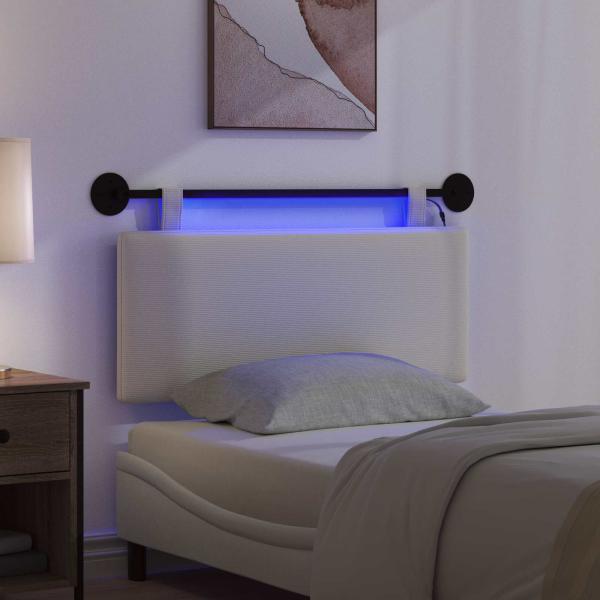 Hängendes Kopfteil Mit LED Licht Creme Cordstoff