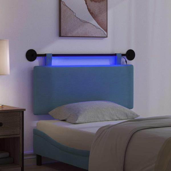 Hängendes Kopfteil Mit LED Licht Blau Cordstoff