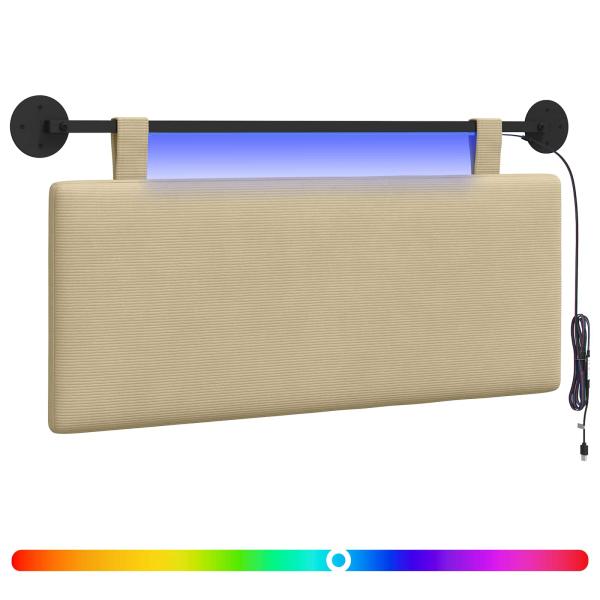 Hängendes Kopfteil Mit LED Licht Hellgrün-Grau Cordstoff