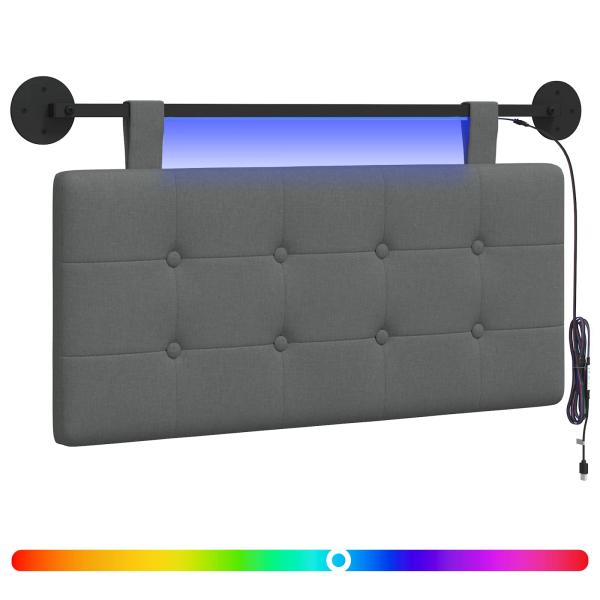 Hängendes Kopfteil Mit LED Licht Dunkelgrau Stoff