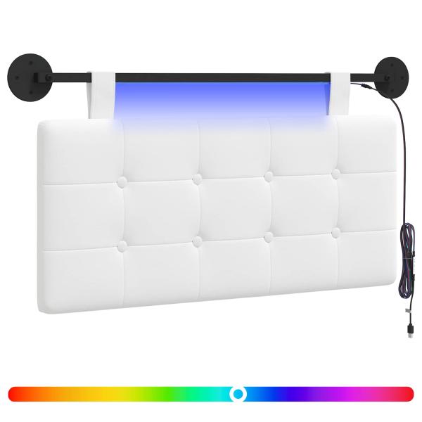 Hängendes Kopfteil Mit LED Licht Weiß Stoff