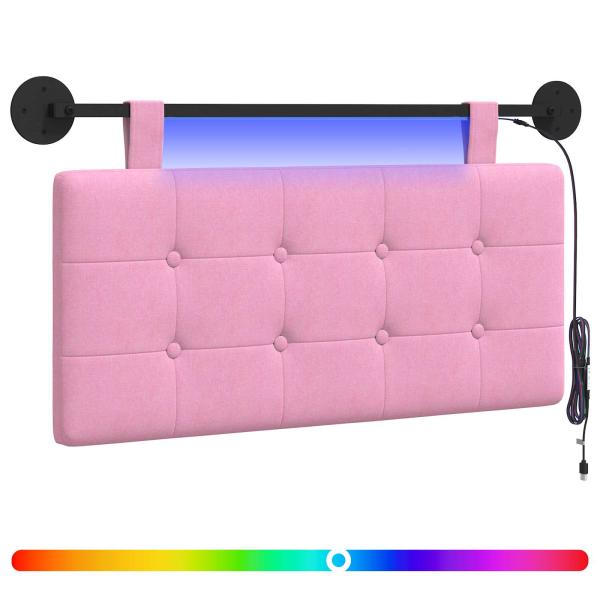 Hängendes Kopfteil Mit LED Licht Rosa Stoff
