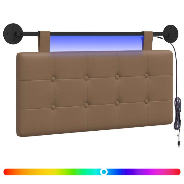 Hängendes Kopfteil Mit LED Licht Cappuccino Kunstleder