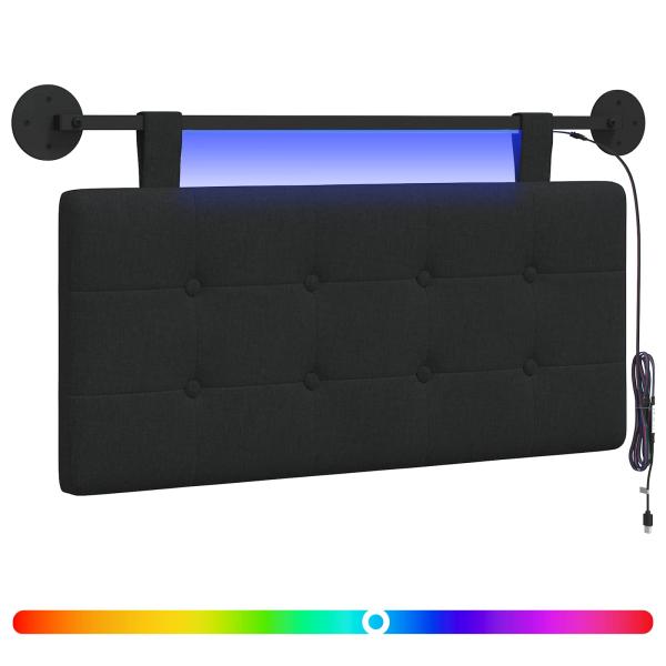 Hängendes Kopfteil Mit LED Licht Schwarz Stoff