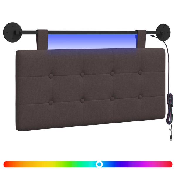 Hängendes Kopfteil Mit LED Licht Dunkelbraun Stoff