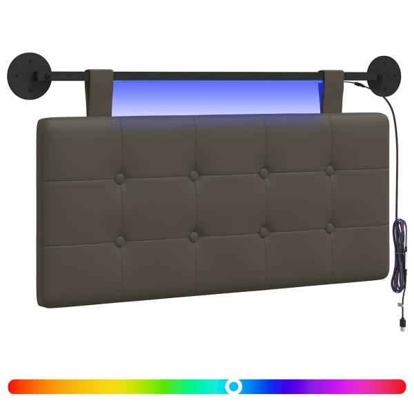 Hängendes Kopfteil Mit LED Licht Grau Kunstleder