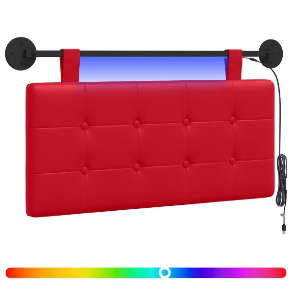 Hängendes Kopfteil Mit LED Licht Rot Kunstleder