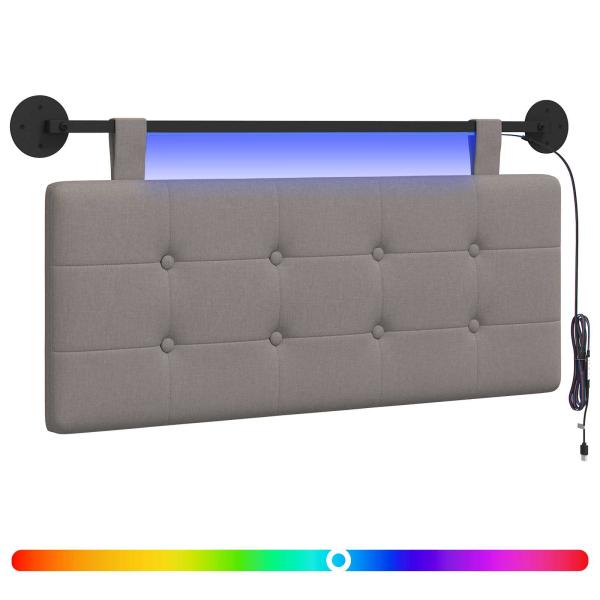 Hängendes Kopfteil Mit LED Licht Taupe Stoff